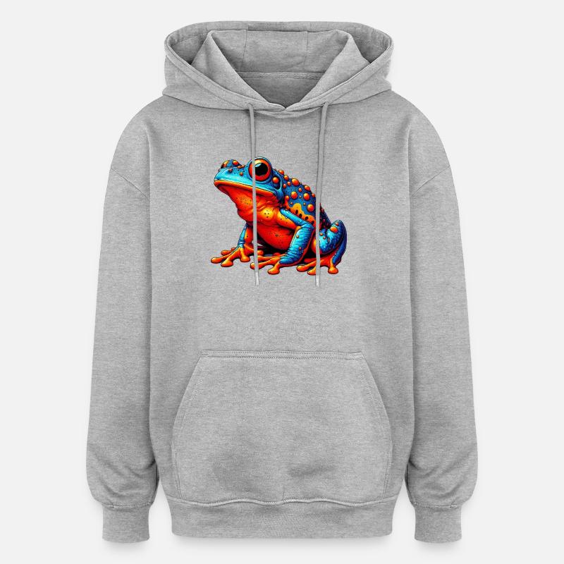 Grenouille - Sweat à capuche oversize unisexe - gris chiné
