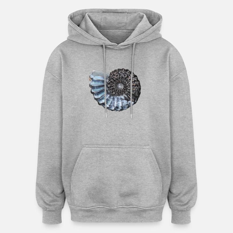 Ammonit mit wunderschöner Lobenlinie - Oversized Unisex Hoodie - Grau meliert