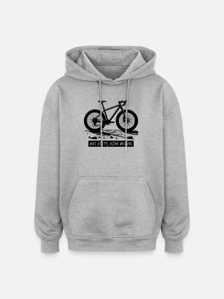 Ilustracja przygody na rowerze szutrowym - Bluza z kapturem oversize typu unisex - szary melanż