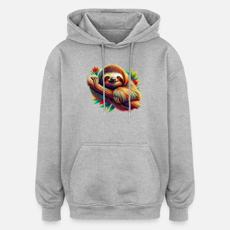 Paresse - Sweat à capuche oversize unisexe - gris chiné