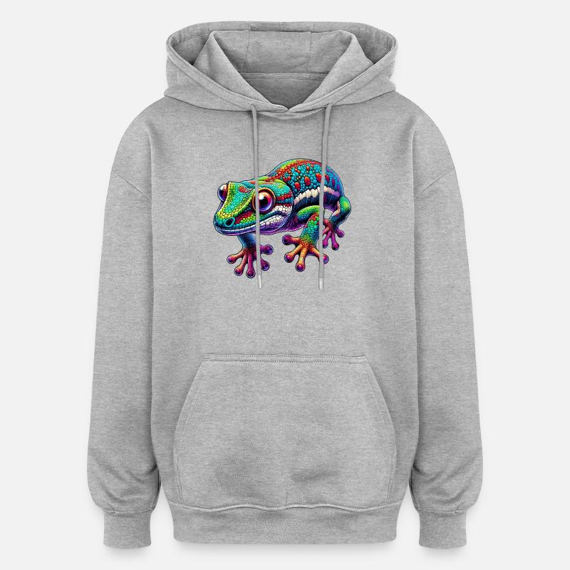 Gecko - Sweat à capuche oversize unisexe - gris chiné