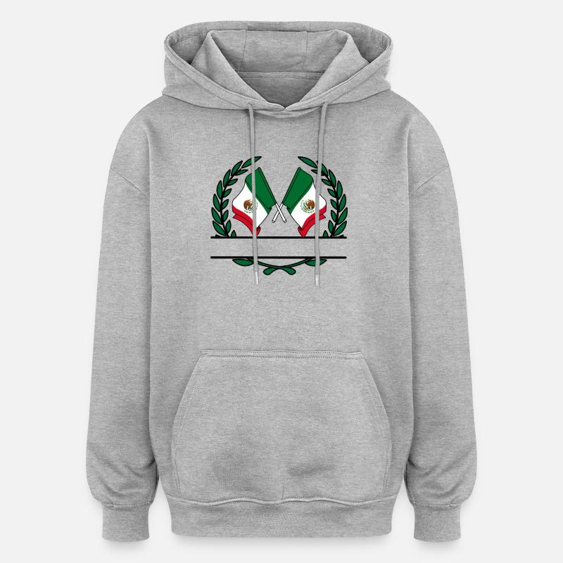 Drapeaux Mexique couronne de laurier bannière - Sweat à capuche oversize unisexe - gris chiné
