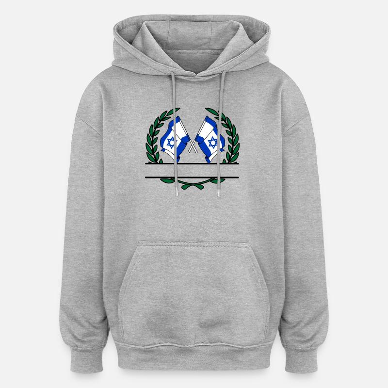 Drapeaux Israël couronne de laurier bannière - Sweat à capuche oversize unisexe - gris chiné