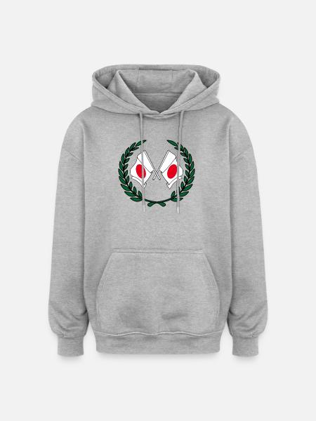 Flags Japan in laurel wreath - Oversized Unisex Hoodie - heather grey