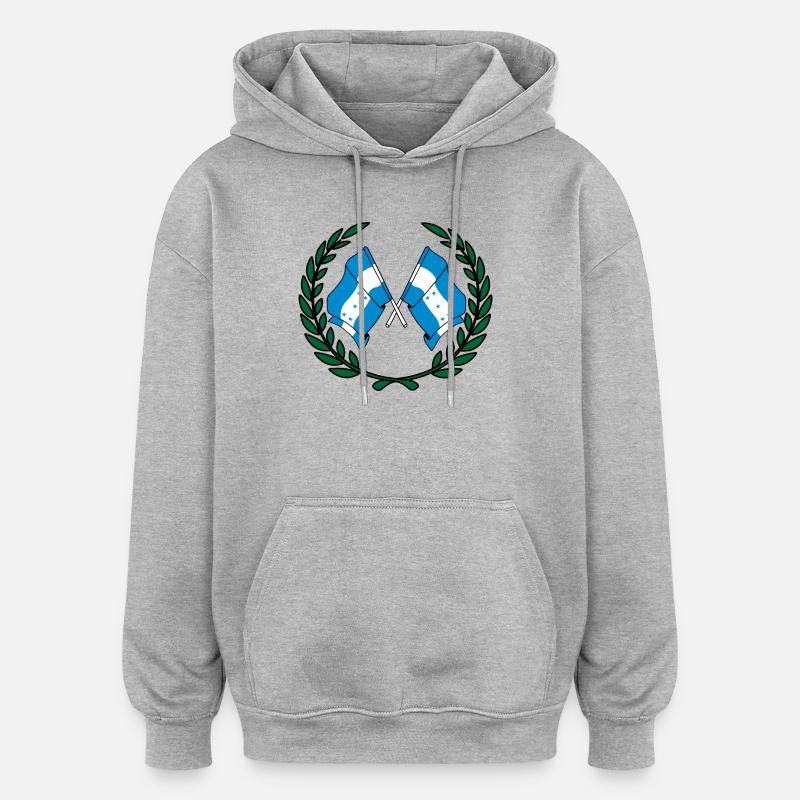 Drapeaux Honduras en couronne de laurier - Sweat à capuche oversize unisexe - gris chiné