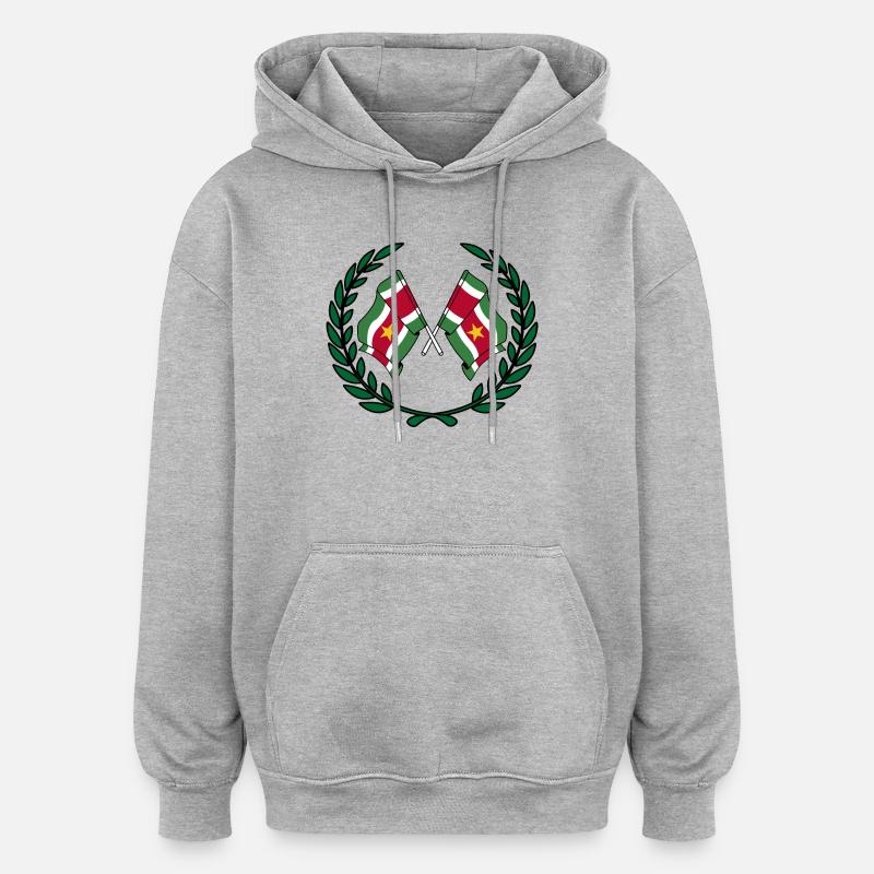 Drapeaux Suriname en couronne de laurier - Sweat à capuche oversize unisexe - gris chiné