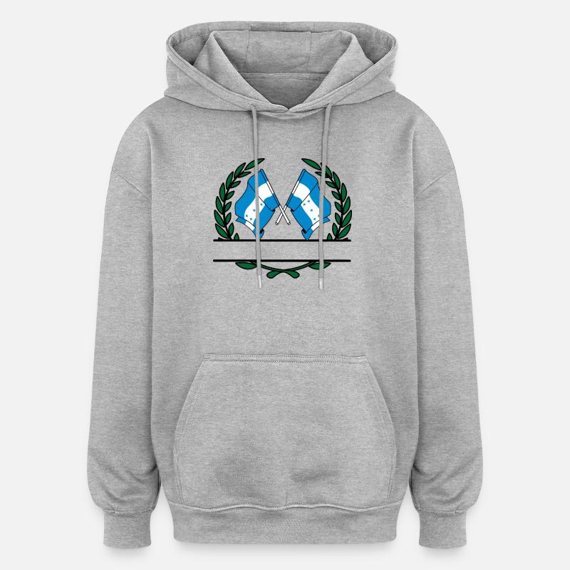 Drapeaux Honduras bannière couronne de laurier - Sweat à capuche oversize unisexe - gris chiné