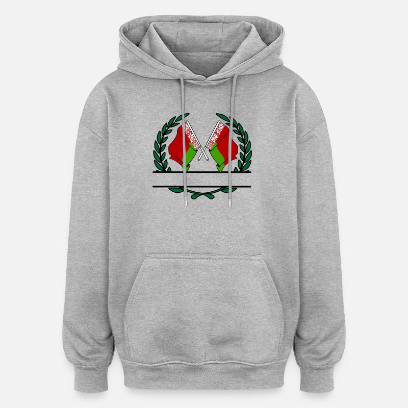 Fahnen Belarus Lorbeerkranz Banner - Oversized Unisex Hoodie - Grau meliert