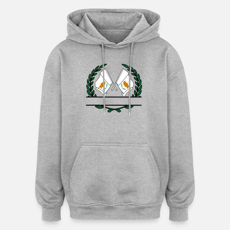 Drapeaux chypriote couronne de laurier bannière - Sweat à capuche oversize unisexe - gris chiné