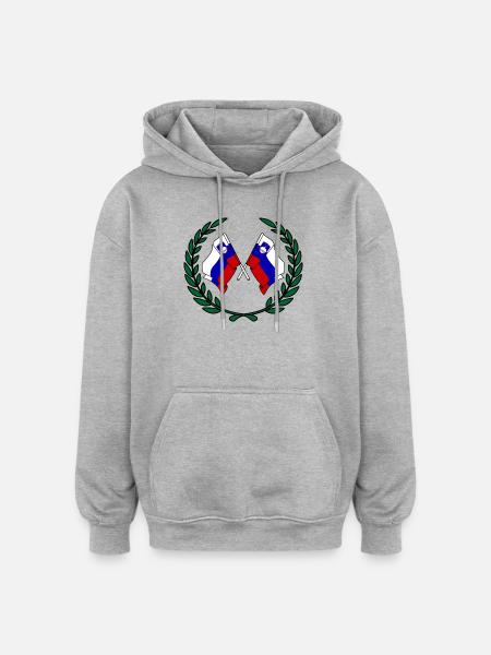 Fahnen Slowenien im Lorbeerkranz - Oversized Unisex Hoodie - Grau meliert