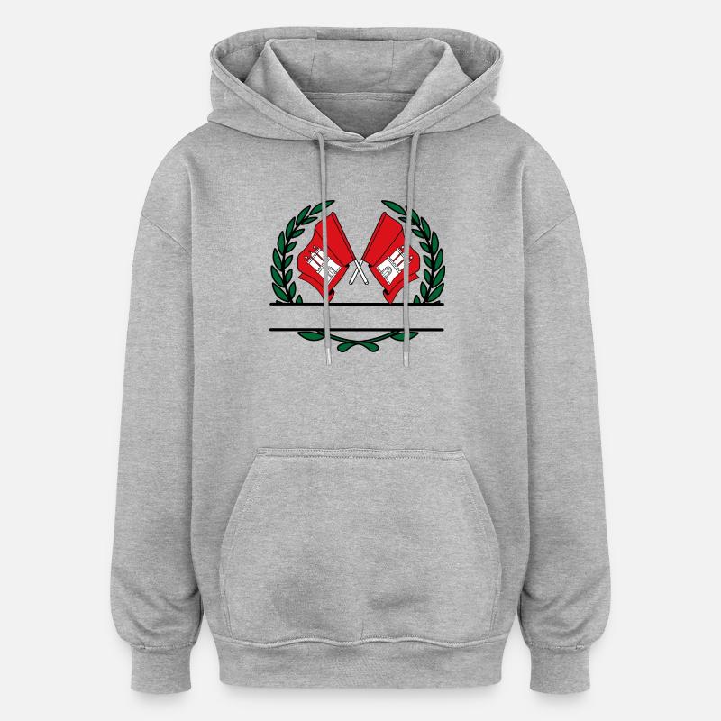 Drapeaux Hambourg couronne de laurier bannière - Sweat à capuche oversize unisexe - gris chiné