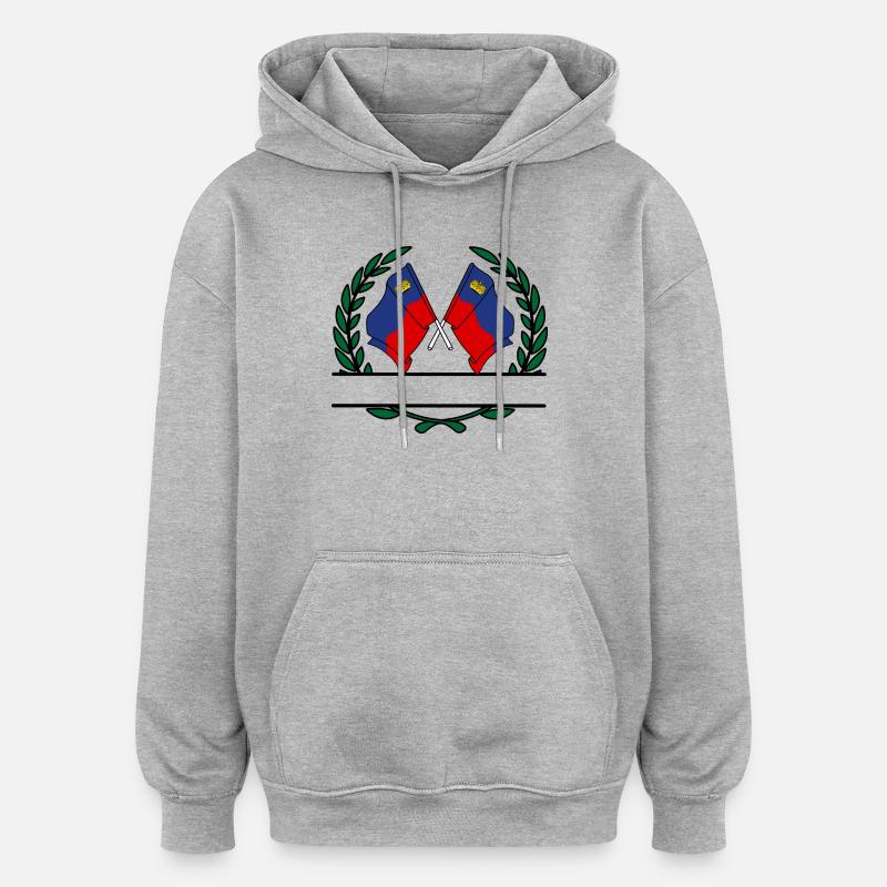 Drapeaux Liechtenstein couronne de laurier bannière - Sweat à capuche oversize unisexe - gris chiné