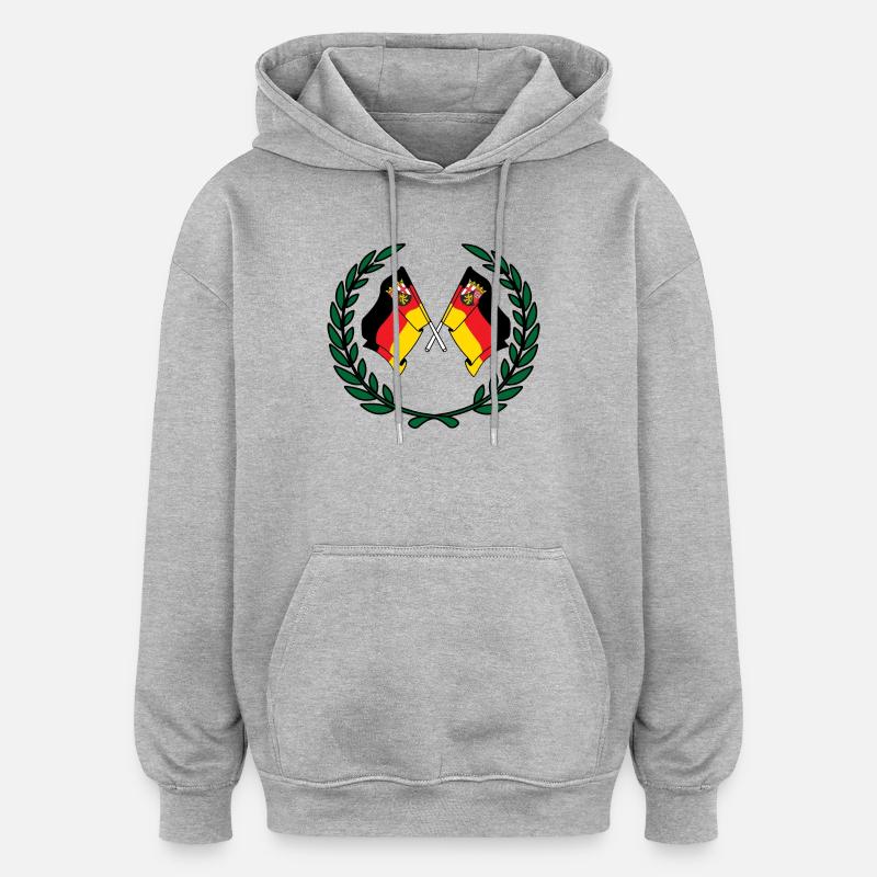 laggen Couronne de laurier de Rhénanie-Palatinat - Sweat à capuche oversize unisexe - gris chiné