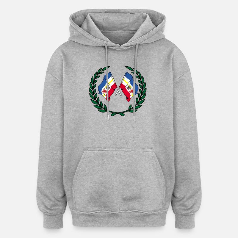 Drapeaux Mecklembourg, Poméranie-Occidentale, couronne de laurier - Sweat à capuche oversize unisexe - gris chiné