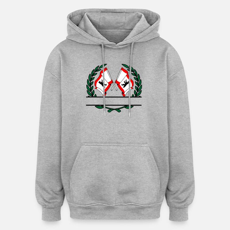 Drapeaux Berlin couronne de laurier bannière - Sweat à capuche oversize unisexe - gris chiné