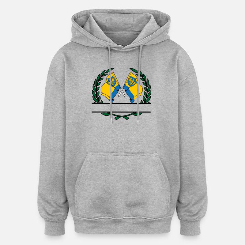 Drapeaux Opole couronne de laurier bannière - Sweat à capuche oversize unisexe - gris chiné