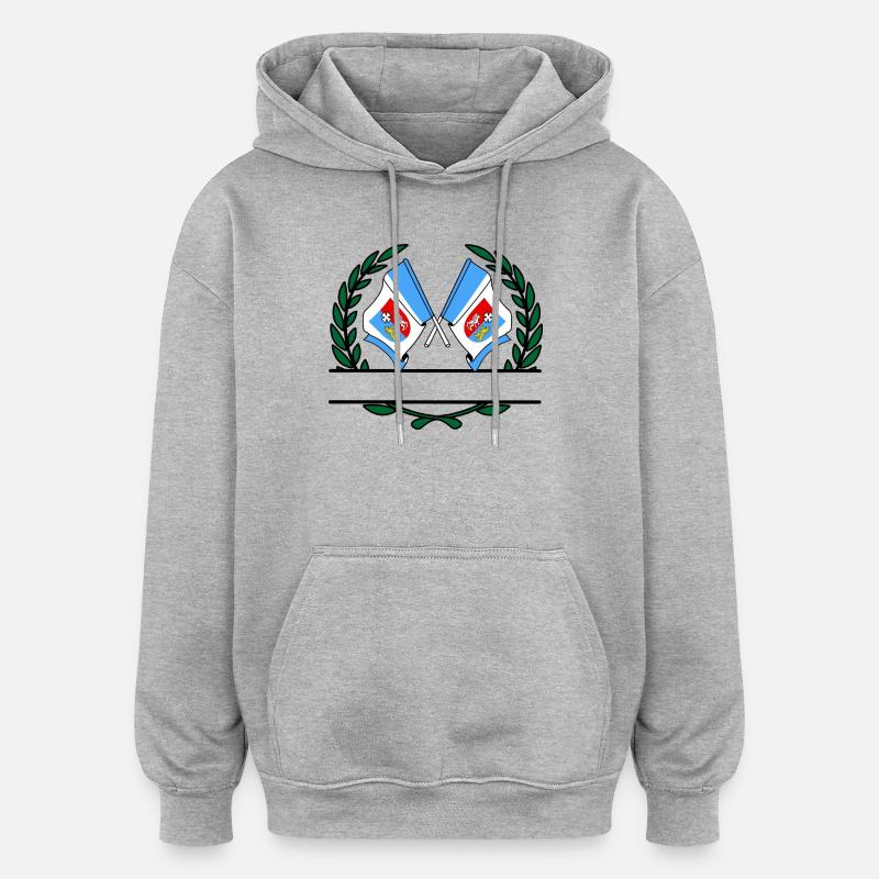Drapeaux Subcarpathia couronne de laurier bannière - Sweat à capuche oversize unisexe - gris chiné