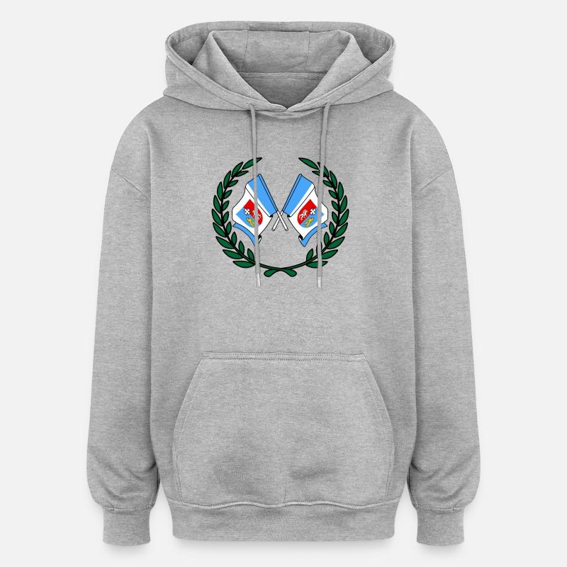 Drapeaux Couronne de laurier Subcarpathia - Sweat à capuche oversize unisexe - gris chiné