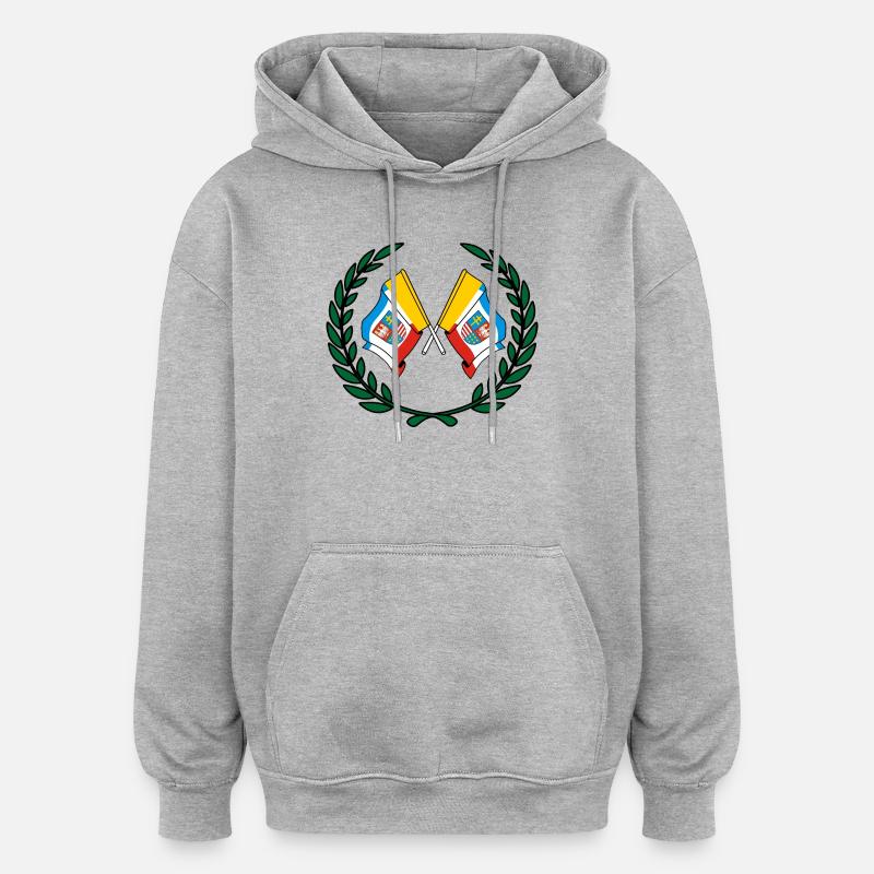 Drapeaux Sainte-Croix couronne de laurier - Sweat à capuche oversize unisexe - gris chiné