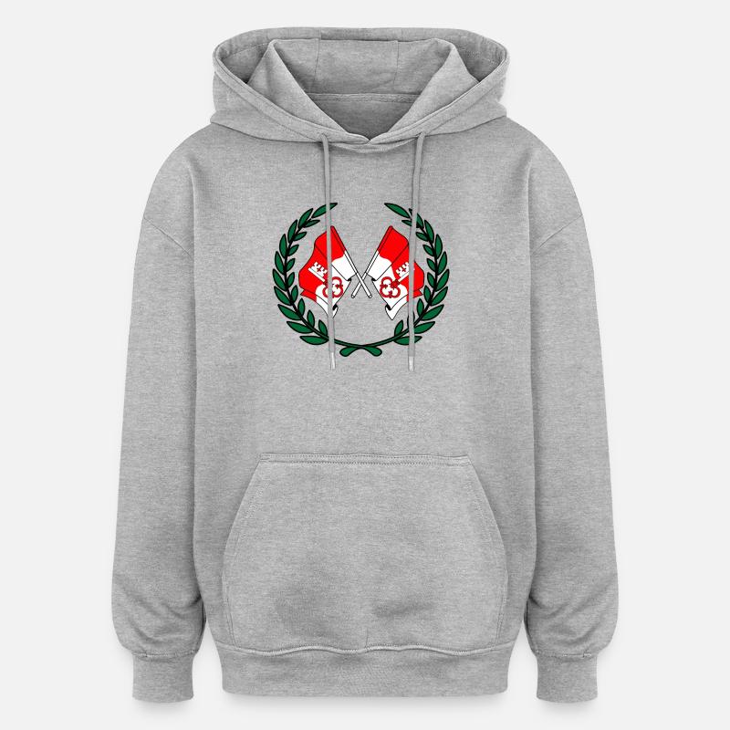 Fahnen Obwalden Schweiz Lorbeerkranz - Oversized Unisex Hoodie - Grau meliert