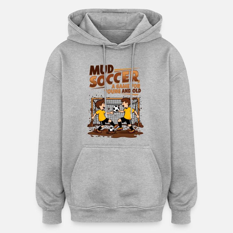 Matschfußball - Oversized Unisex Hoodie - Grau meliert