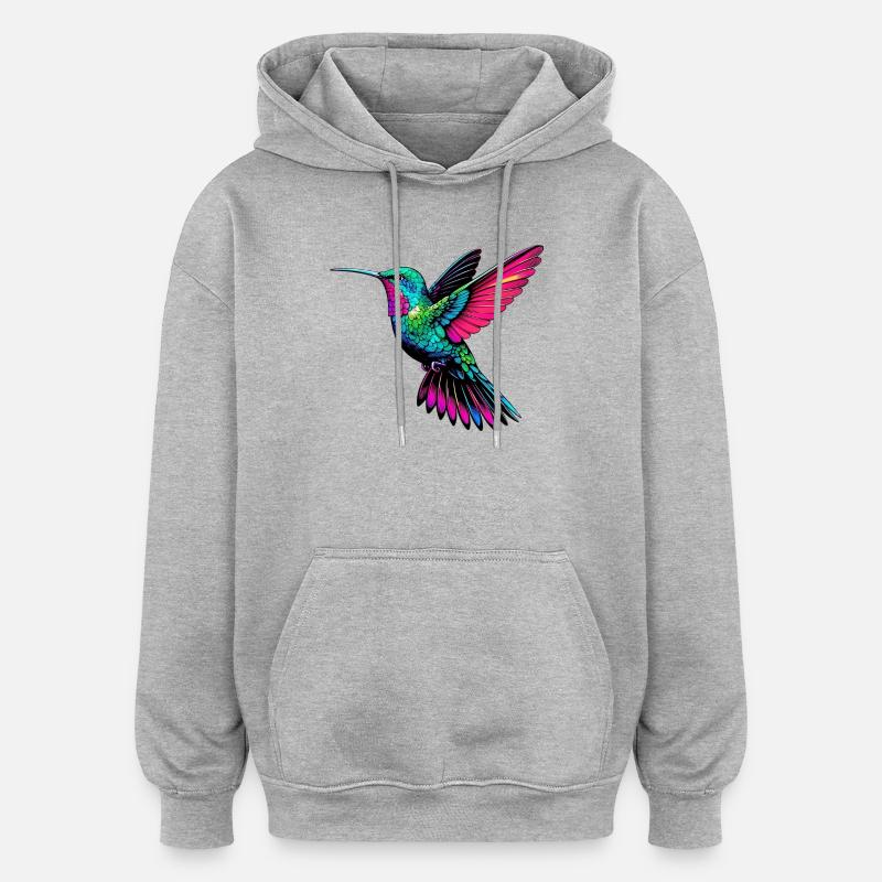 Kolibri - Oversized Unisex Hoodie - Grau meliert