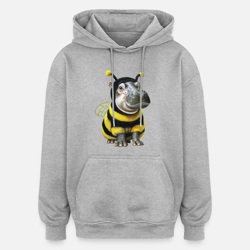 Nilpferd Biene 2 - Oversized Unisex Hoodie - Grau meliert