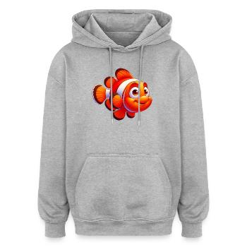 Clownfische - Oversized Unisex Hoodie - Grau meliert - Vorne - Noah (186cm)