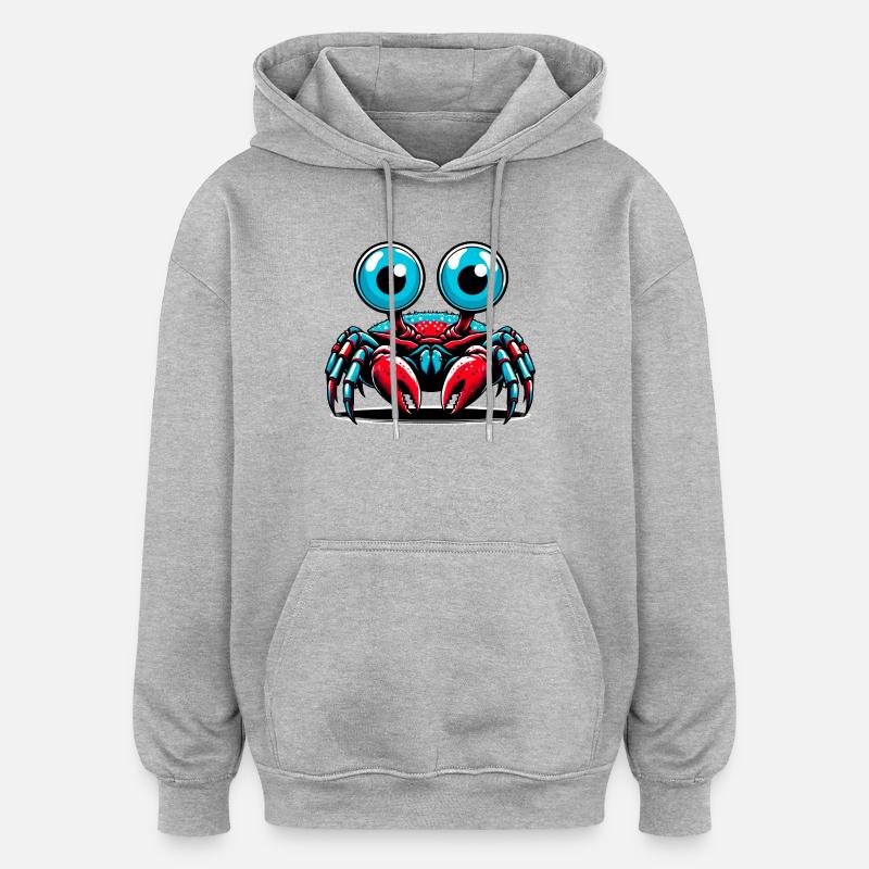 Crabe - Sweat à capuche oversize unisexe - gris chiné