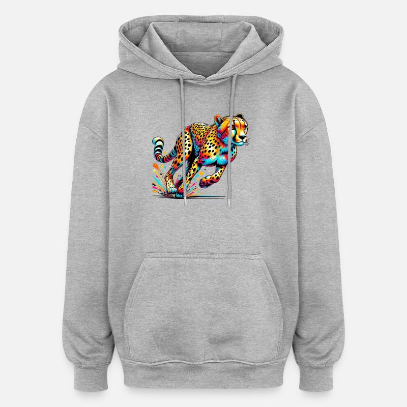 Gepard - Oversized Unisex Hoodie - Grau meliert