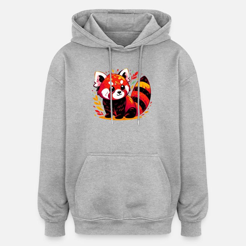 Petit panda - Sweat à capuche oversize unisexe - gris chiné
