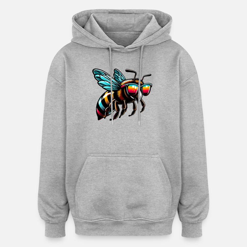 Abeille - Sweat à capuche oversize unisexe - gris chiné