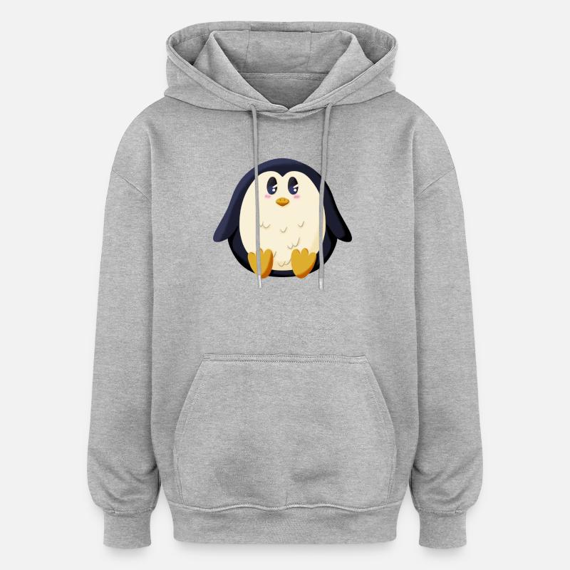 Chubby Penguin - Oversized Unisex Hoodie - heather grey