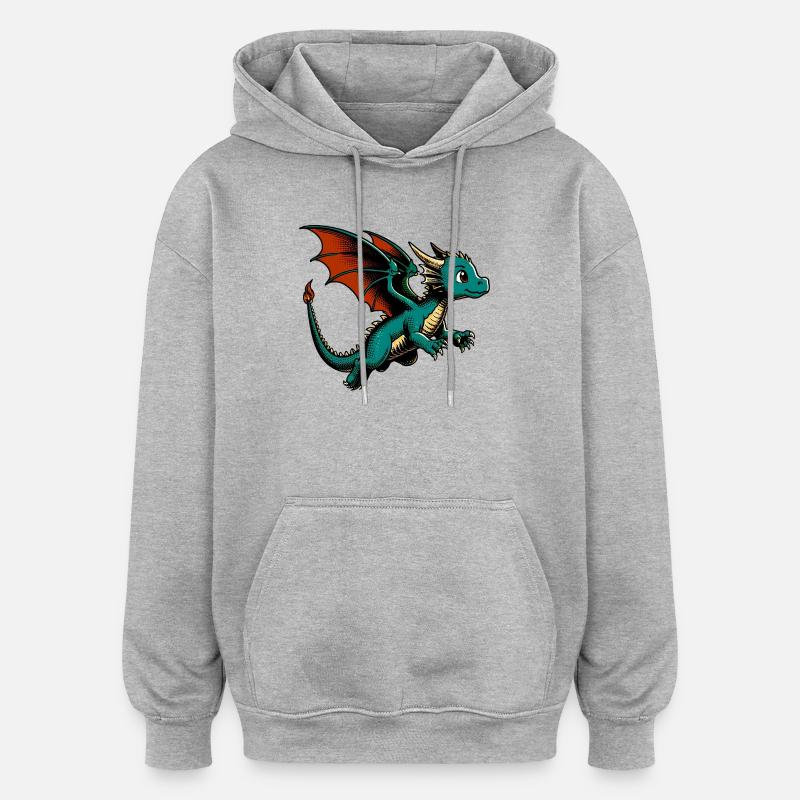 Dragon - Sweat à capuche oversize unisexe - gris chiné