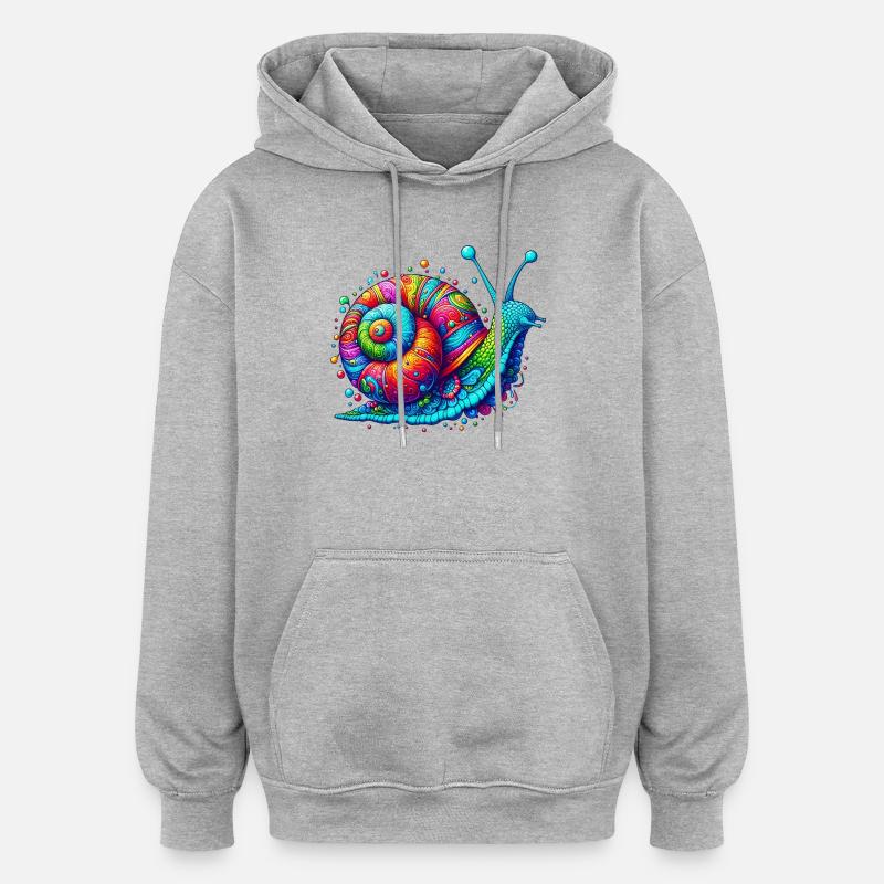 Schnecke - Oversized Unisex Hoodie - Grau meliert