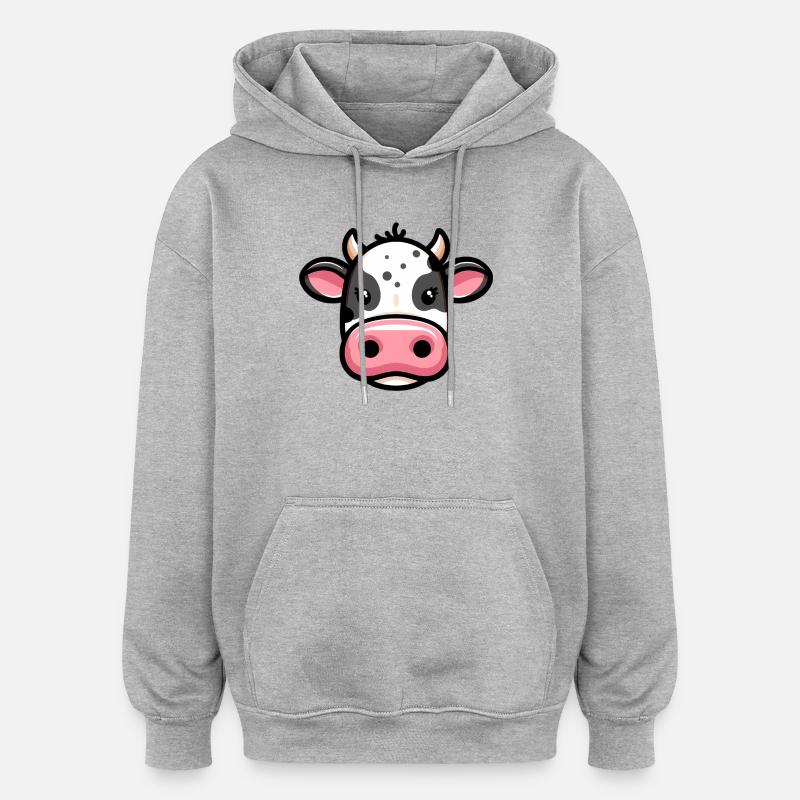 Mucca - Felpa con cappuccio unisex oversize - grigio melange