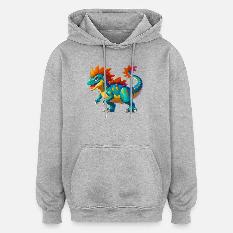 Dinosaur - Oversized unisex-hettegenser - gråmelert