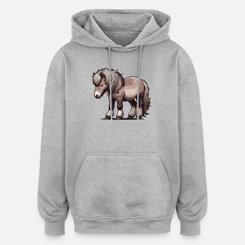 Pony - Oversized Unisex Hoodie - Grau meliert
