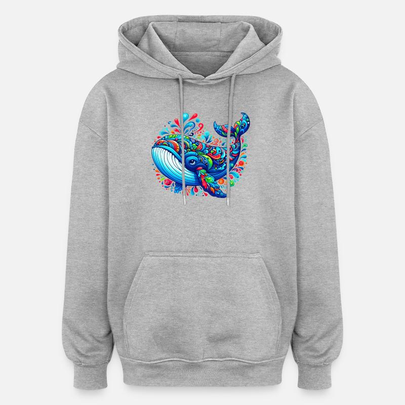 Baleine - Sweat à capuche oversize unisexe - gris chiné