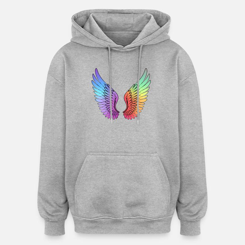Rainbow Gradient Wings - Oversized Unisex Hoodie - heather grey