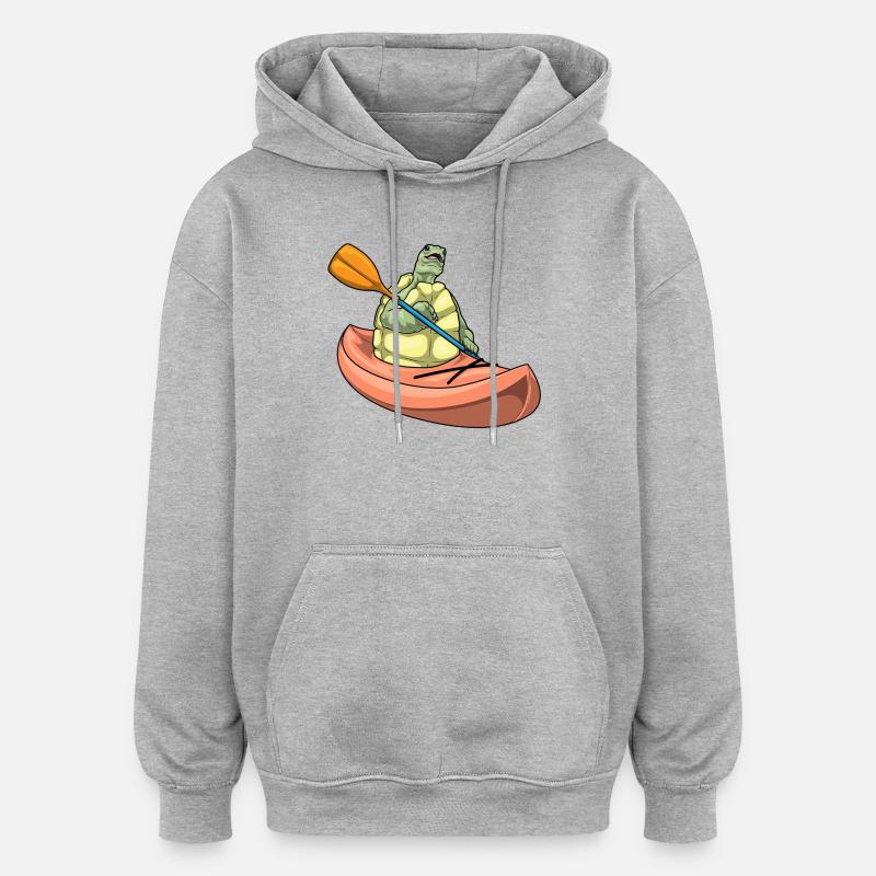 Turtle Kayak - Oversized Unisex Hoodie - heather grey