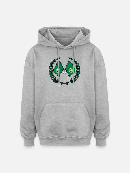 USA Washington flags in laurel wreath - Oversized Unisex Hoodie - heather grey
