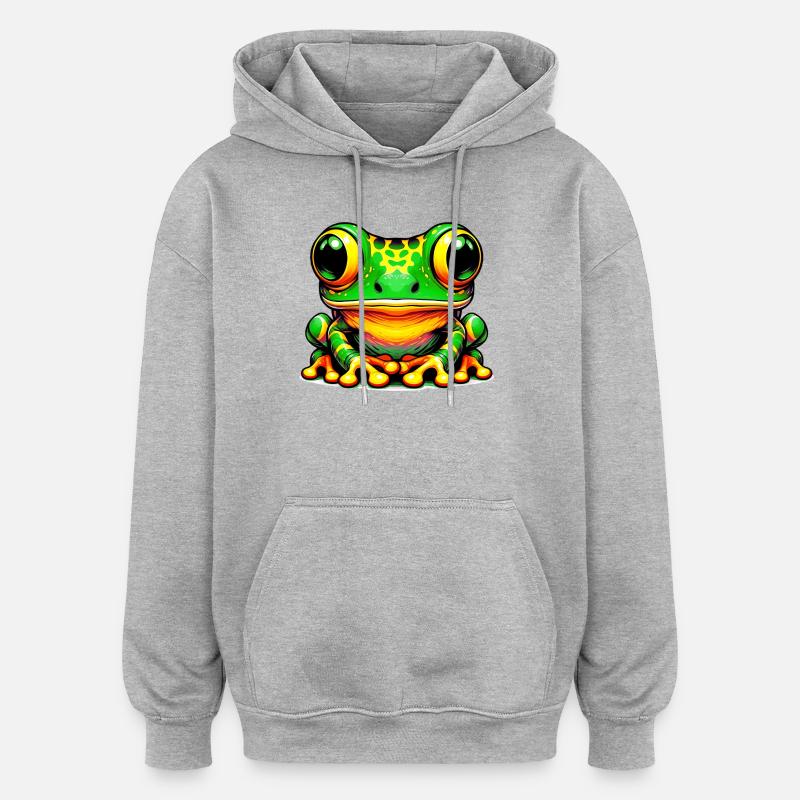 Grenouille - Sweat à capuche oversize unisexe - gris chiné
