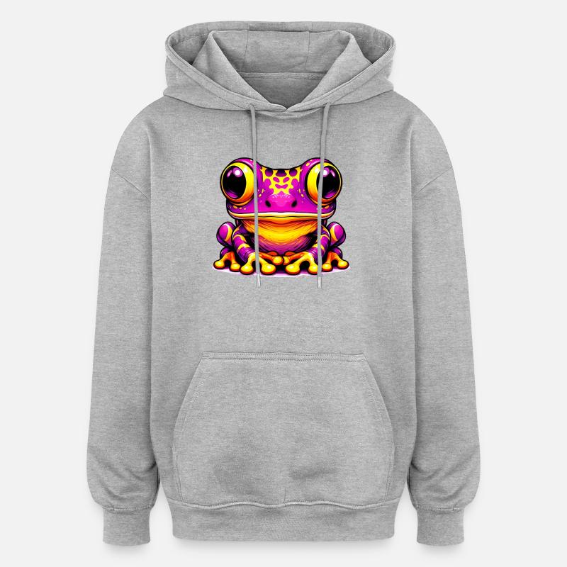 Frosch - Oversized Unisex Hoodie - Grau meliert