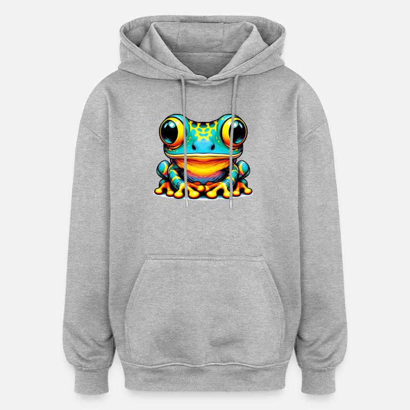 Grenouille - Sweat à capuche oversize unisexe - gris chiné