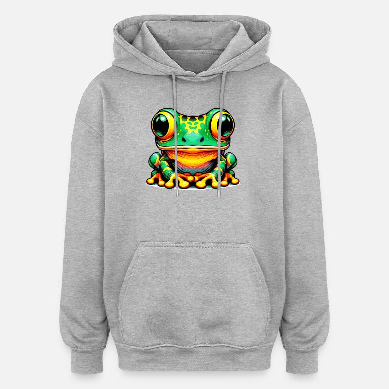 Grenouille - Sweat à capuche oversize unisexe - gris chiné