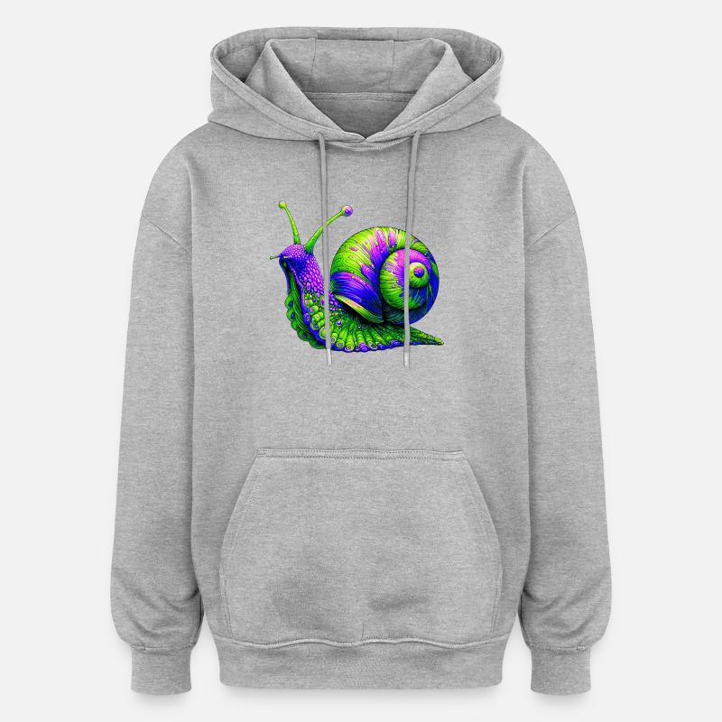 Escargot - Sweat à capuche oversize unisexe - gris chiné