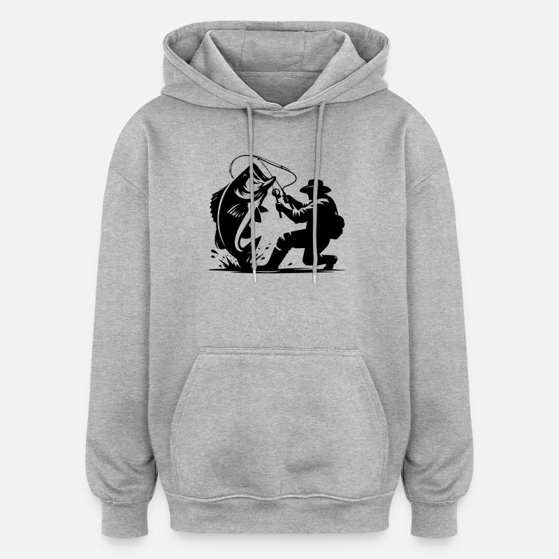 Moulinet Cool Dad Fishing Design - Sweat à capuche oversize unisexe - gris chiné