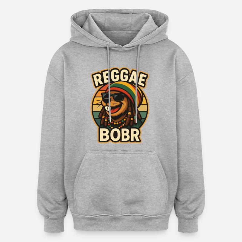 Reggae Bobr – Rasta-Biber - Sweat à capuche oversize unisexe - gris chiné