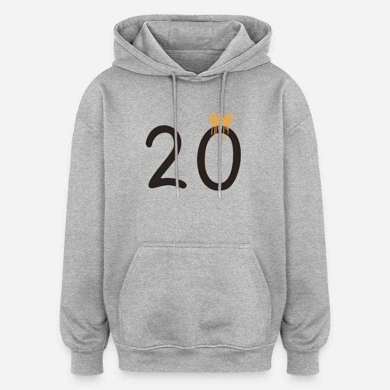 20 - Sweat à capuche oversize unisexe - gris chiné